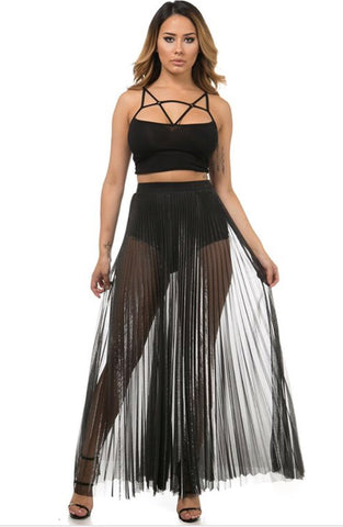 SHEER PLEATED SKIRT – Crystallize Boutique